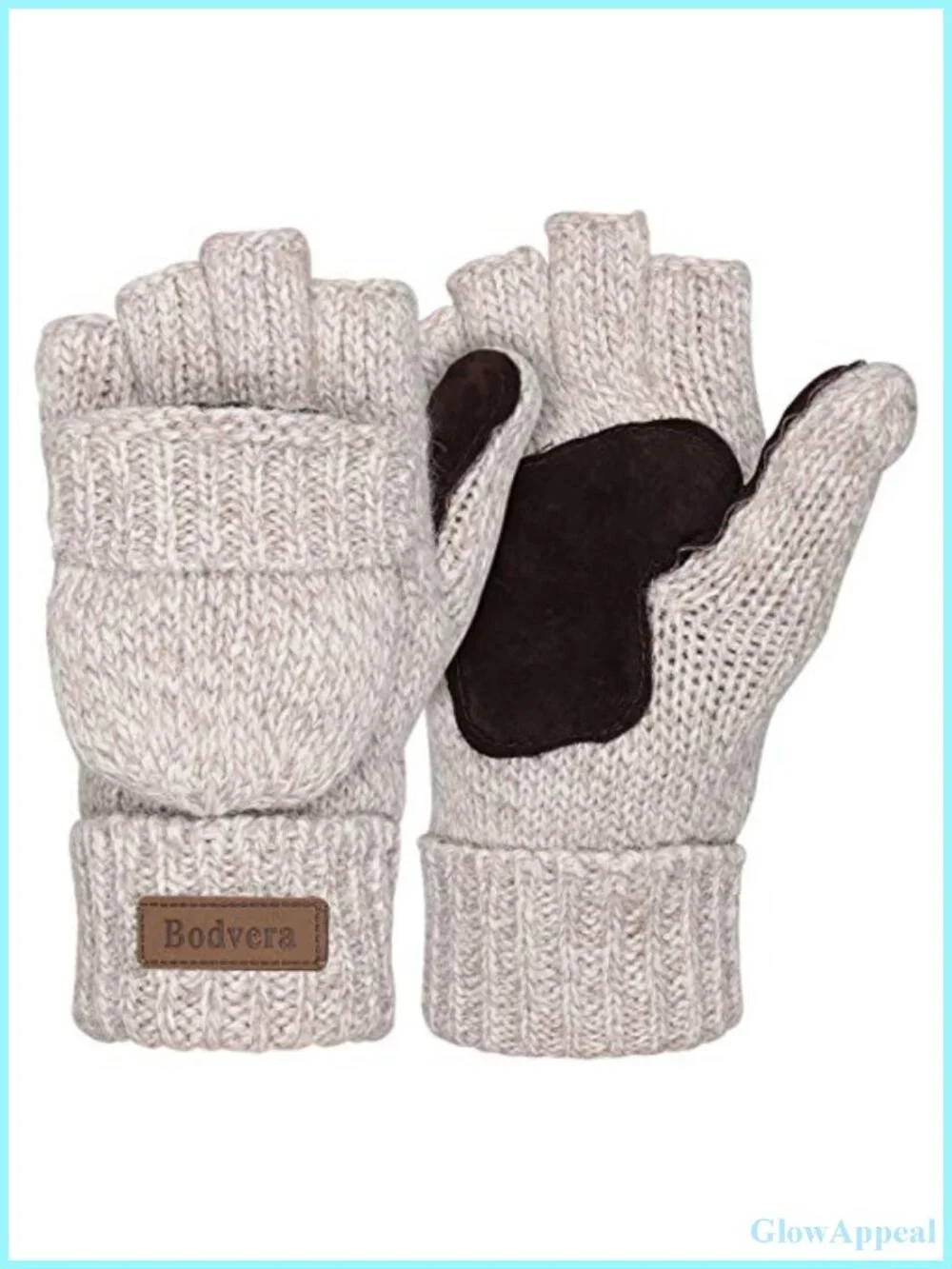 Convertible Wool Blend Fingerless Texting Gloves with Mitten Flap